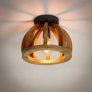 Plafondlamp Fay massief gebogen mango hout