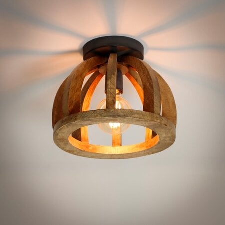 BelaLuz Landelijke plafondlamp Fay 1-lichts mangohout