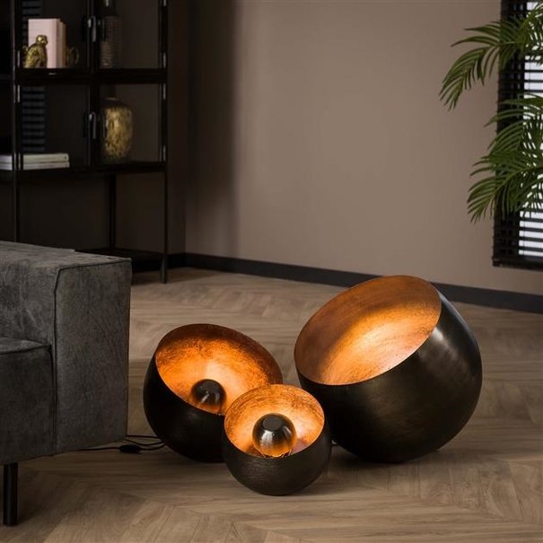 BelaLuz Industriële - Vloerlamp - Zwart nikkel - 50 cm - Zenzi
