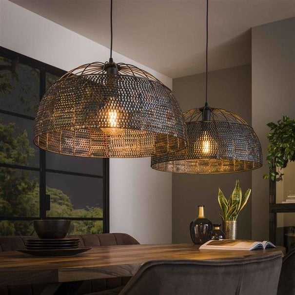 BelaLuz Industriele - Hanglamp - 2 Lichts - Zwart Bruin - Ø60 cm - Zelda