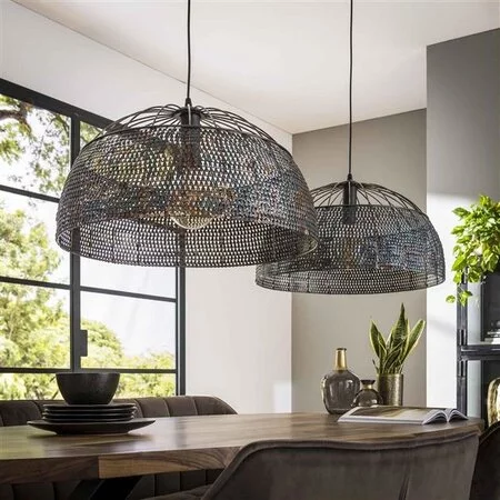 BelaLuz Industriële hanglamp Zelda 2-lichts Ø60 cm zwart bruin