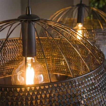 BelaLuz Industriële hanglamp Zelda 2-lichts Ø60 cm zwart bruin