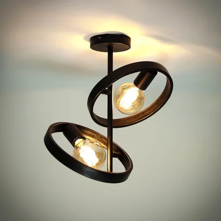 BelaLuz Moderne Industriële plafondlamp Hera 2-lichts charcoal