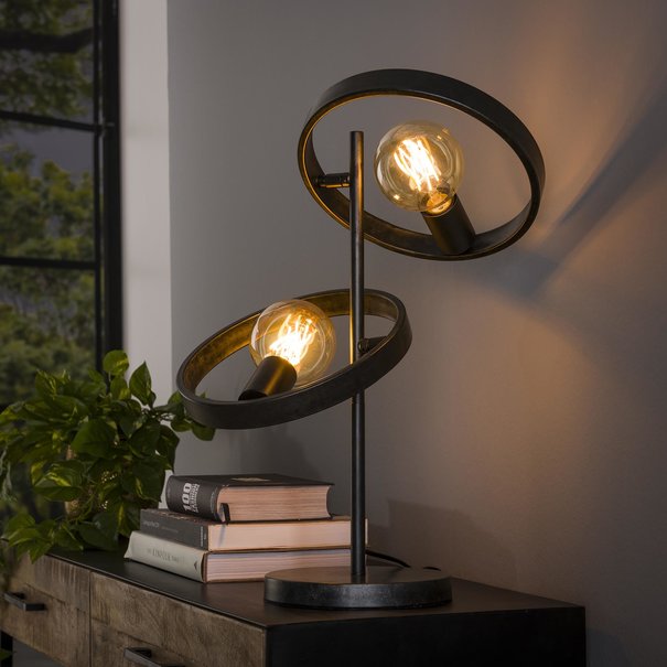 BelaLuz Moderne - Industriële - Tafellamp - 2-lichts - Charcoal - Hera