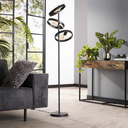 BelaLuz Moderne Industriële vloerlamp Hera 3-lichts charcoal