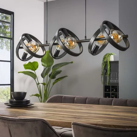 BelaLuz Moderne Industriële hanglamp Hera 6-lichts charcoal
