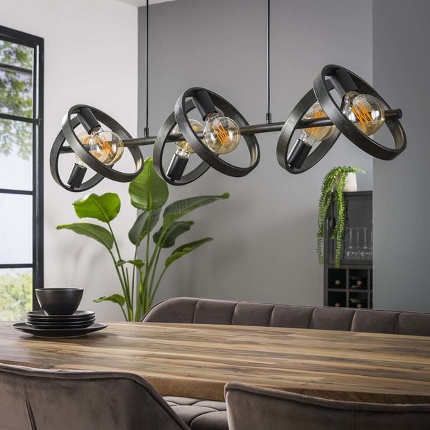 BelaLuz Moderne - Industriële  - Hanglamp - 6 Lichts - Charcoal - Hera