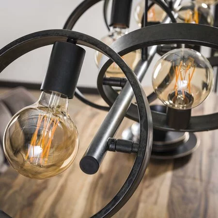 BelaLuz Moderne Industriële hanglamp Hera 6-lichts charcoal