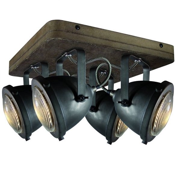 Freelight Industriële - Opbouwspot - Zwart - 4 lichts - Woody