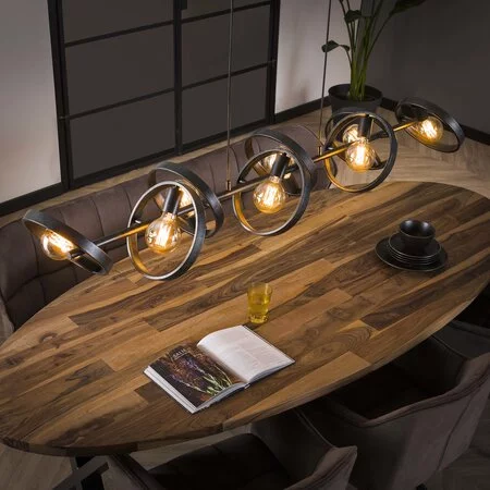 BelaLuz Moderne Industriële hanglamp Hera 8-lichts charcoal