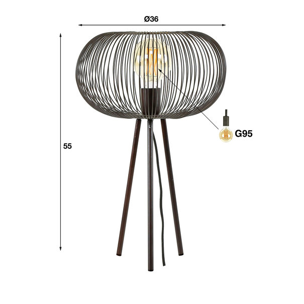 BelaLuz Industriële - Moderne - Tafellamp - Zwart nikkel - Vince