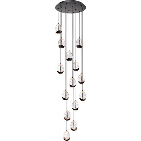 Highlight Moderne hanglamp Clear Egg 14 lichts zwart wit