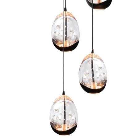 Highlight Moderne hanglamp Clear Egg 14 lichts zwart wit