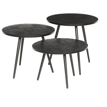 Nijwie Moderne Landelijke salontafel Delano 3 set zwart