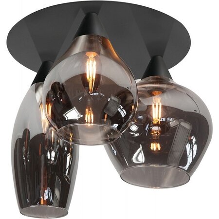 Highlight Moderne Design plafondlamp Cambio 3-lichts zwart met smoke glas