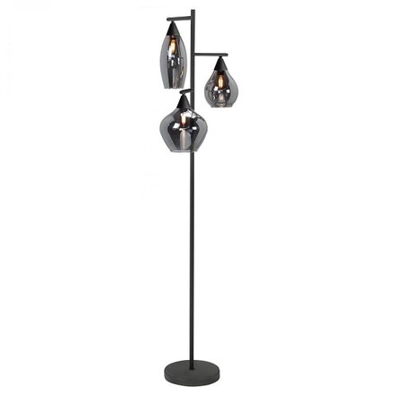 Highlight Moderne Design vloerlamp Cambio 3-lichts zwart met smoke glas