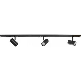 Spanningsrail set zwart met drie cilinder spots
