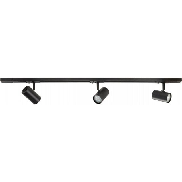 Spanningsrail set zwart met drie cilinder spots