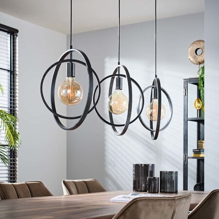 BelaLuz Industriële hanglamp Ozon 3-lichts charcoal