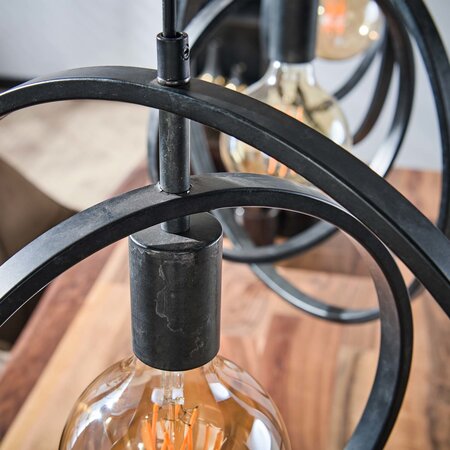 BelaLuz Industriële hanglamp Ozon 3-lichts charcoal