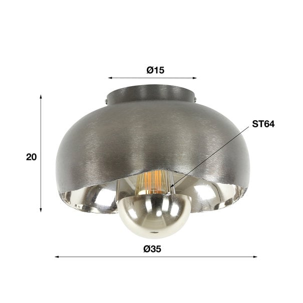 BelaLuz Industriële - Plafondlamp - Zwart nikkel - 35 cm - Glenzi
