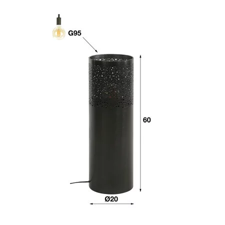 BelaLuz Industriële vloerlamp Pisa 60 cm zwart nikkel