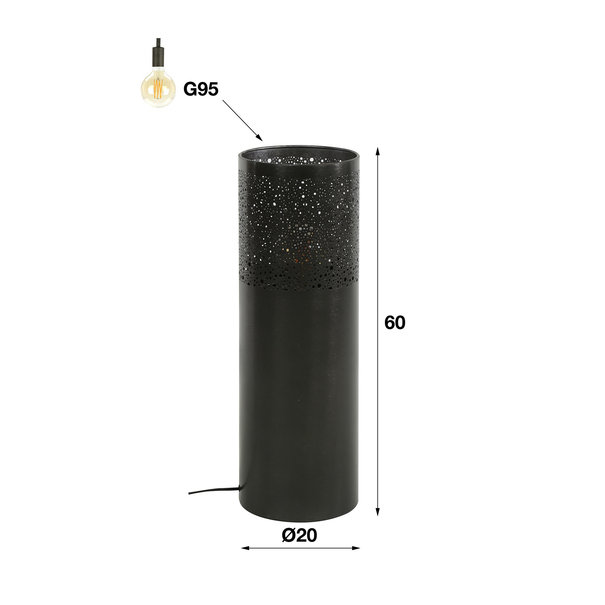 BelaLuz Industriële - Vloerlamp - Zwart Nikkel - 60 cm - Pisa