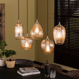 Hanglamp Clasi 5-lichts goud diamant glas