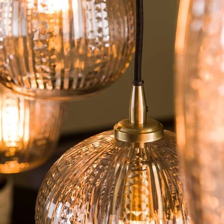 BelaLuz Hanglamp Clasi 5-lichts goud met diamant glas