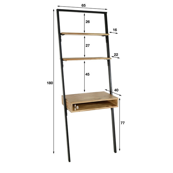 BelaLuz Landelijke - Industriële - Kaptafel - 2 Vakken - Bruno