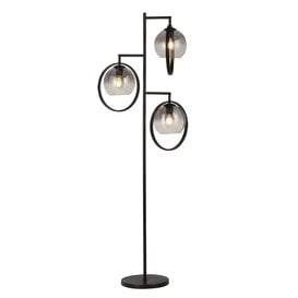 Vloerlamp Aureol 3-lichts zwart smoke glas