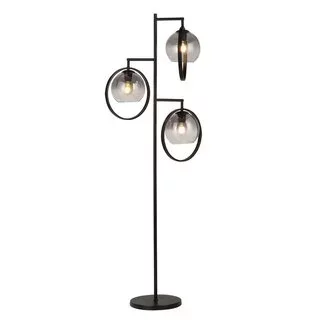 Vloerlamp Aureol 3-lichts zwart smoke glas