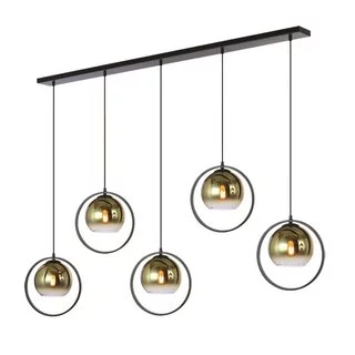 Hanglamp Aureol 5-lichts goud glas