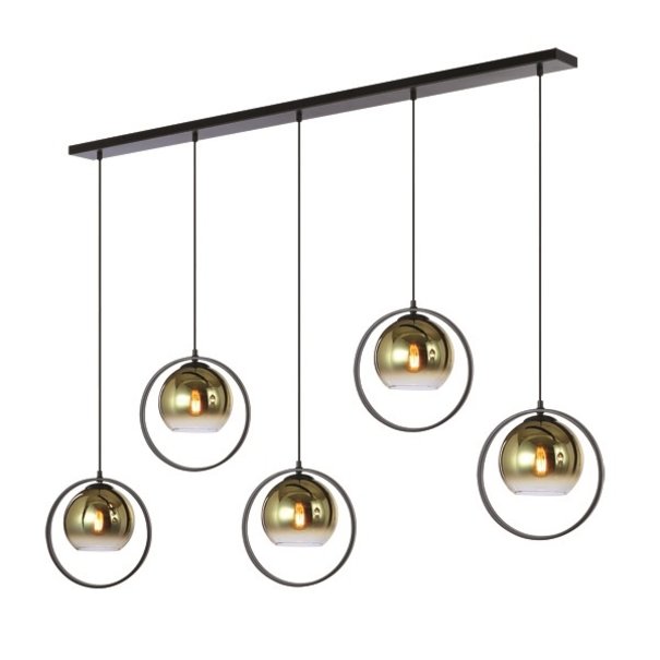 Freelight Moderne - Industriële - Hanglamp - 5-lichts - Goud Glas - Aureol
