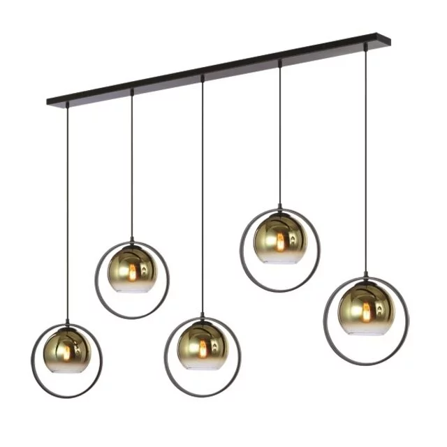 Hanglamp Aureol 5-lichts goud glas