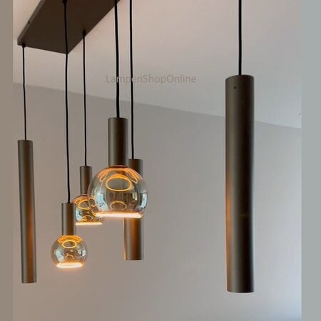 Ztahl Moderne hanglamp Riva 6-lichts 120 cm platinum