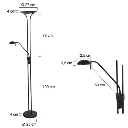 Mexlite Moderne vloerlamp Biron LED zwart