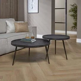 Salontafel Magma set van 2 rond metallic grijs