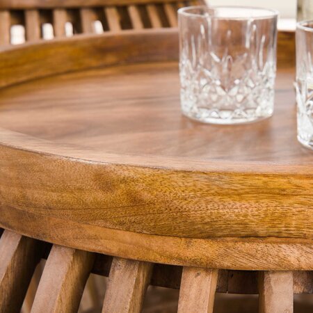 BelaLuz Landelijk salontafel Ubud 2 set rond mangohout