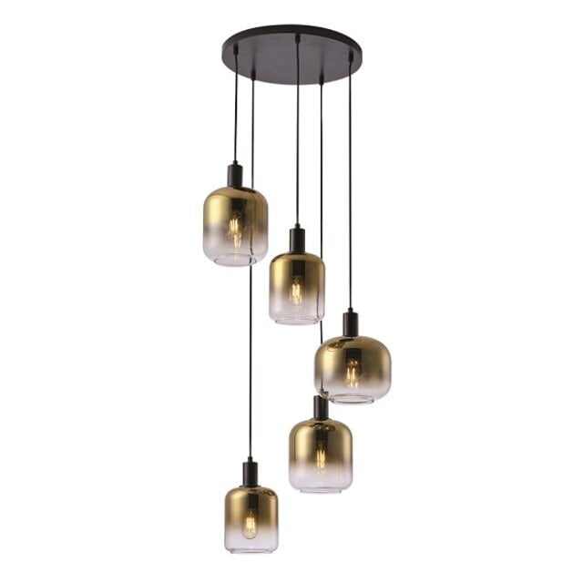 Hanglamp Vario 5-lichts goud glas
