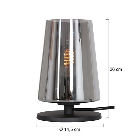 Anne Lighting Moderne tafellamp Ancilla 1-lichts zwart met smoke glas