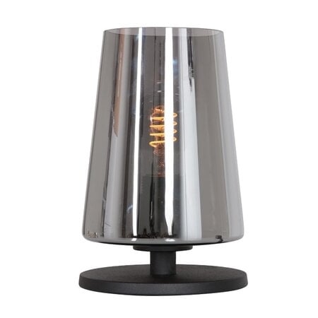 Anne Lighting Moderne tafellamp Ancilla 1-lichts zwart met smoke glas