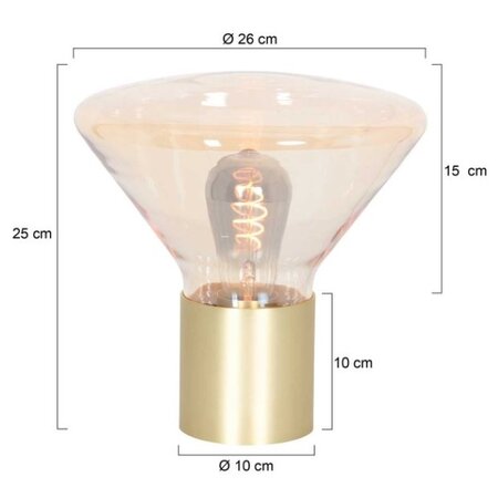 Anne Lighting Landelijke tafellamp Ambiance 1-lichts goud met amber glas