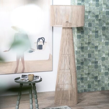 By-Boo Landelijke Oosterse vloerlamp Oshu 1-lichts Jute