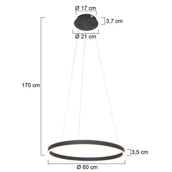 Steinhauer Design - Moderne - Hanglamp - Geïntegreerd led - Zwart - Ringlux