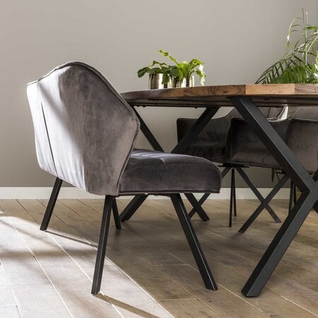 BelaLuz Moderne eetkamerbank Turn 180 cm antriciet velvet velour
