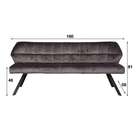 BelaLuz Moderne eetkamerbank Turn 180 cm antriciet velvet velour