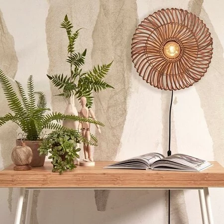 GOOD & MOJO Landelijke Stoere wandlamp Zanzibar Ø40 cm naturel