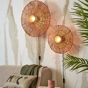 GOOD & MOJO Landelijke Stoere wandlamp Zanzibar Ø40 cm naturel