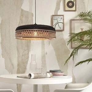 GOOD & MOJO Landelijke Ibiza Stijl hanglamp Ubud 1-lichts zwart naturel